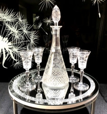 BACCARAT Needle Etched Liqueur Decanter & 4 Glasses - VERY RARE - (C.1860&rsquo;s)!!