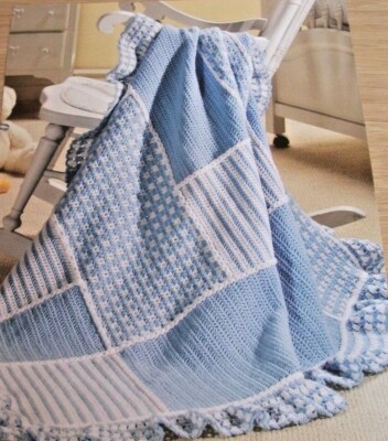 Häkelanleitung - strukturierte Patches Sport Gewicht Babydecke ca. 46'' x 51''