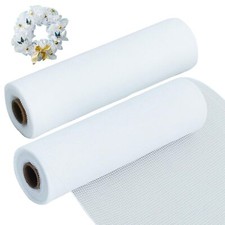 2 Rolls 10 Inch White Decorative Mesh Ribbbon Rolls Fabric Mesh for Mesh Wrea...