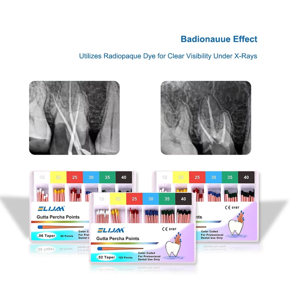 牙科 Gutta Percha Points Endo 0.02/.04/.06 锥适用于根管 15-40 45-80 全新 — 第 4/4 张图片