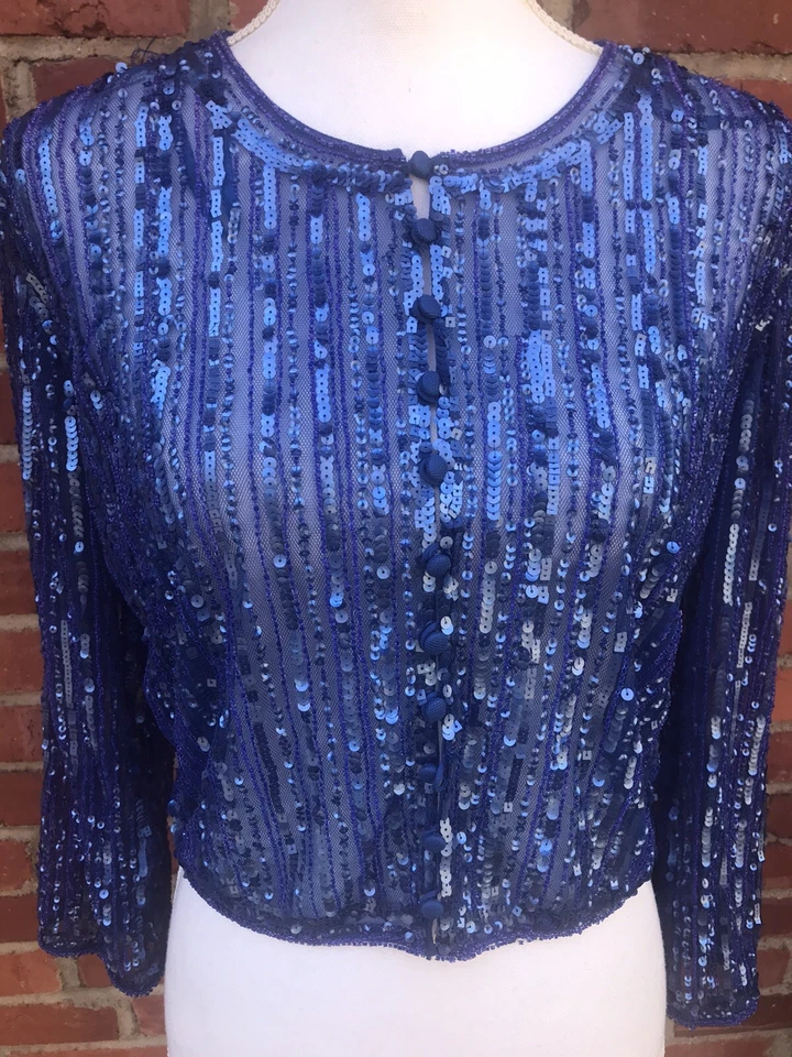 Chaqueta Topper Rosa Clara Couture Manga Larga Talla 12 Algo Azul Lentejuelas Foto 2 de 4