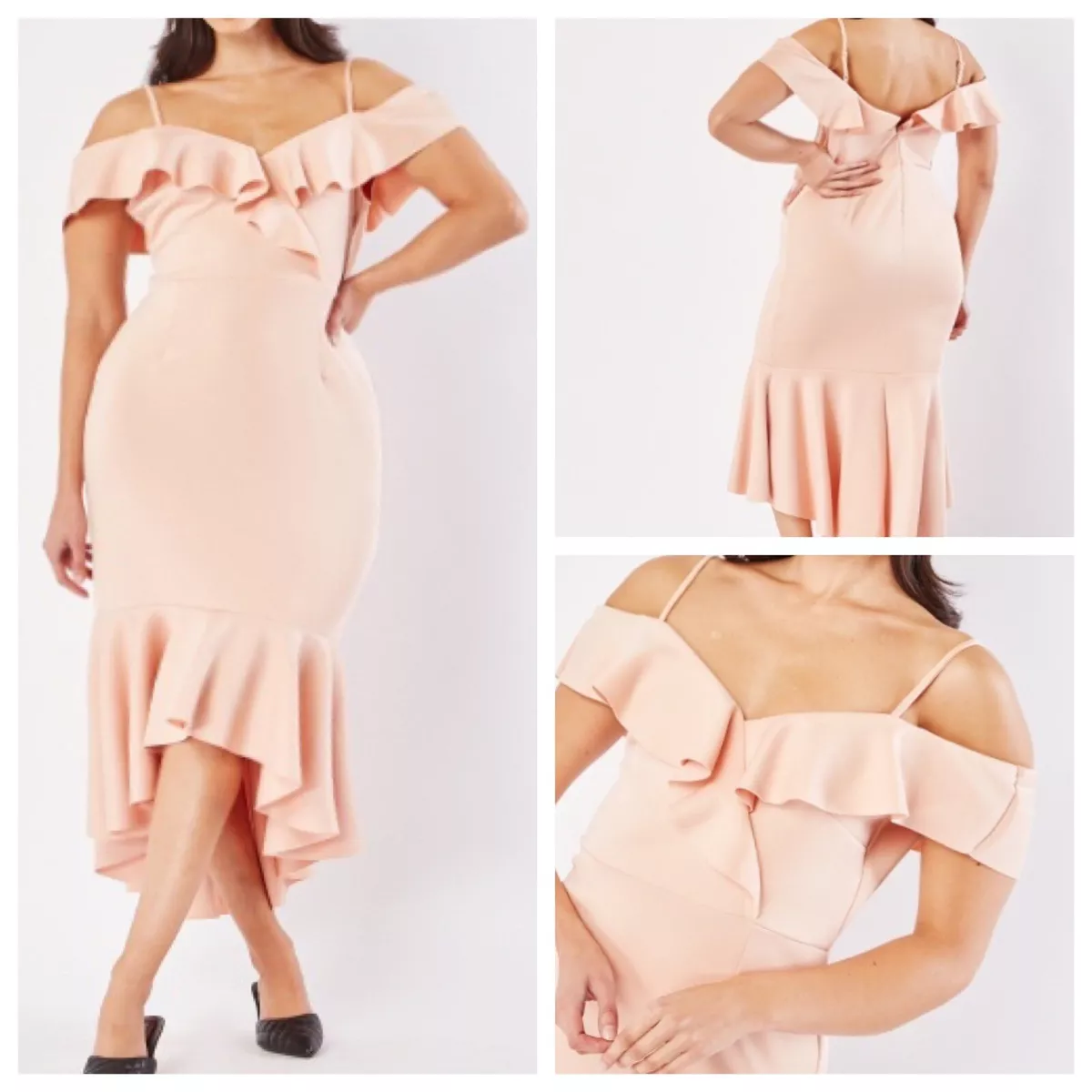 Ladies Peach Dress Size XL VENUS Stretchy Cold Shoulder Party