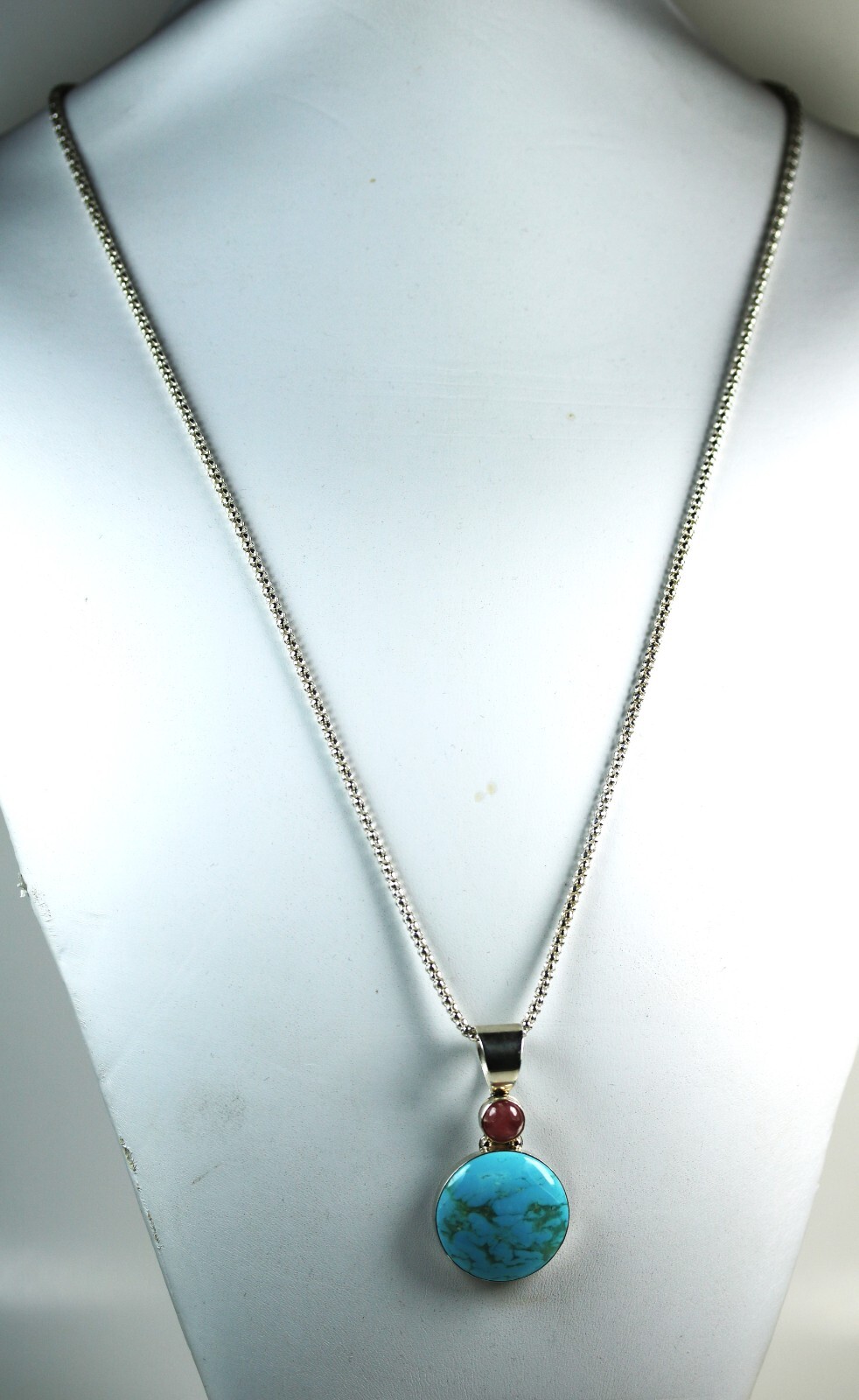 Jay King Turquoise, Ruby & Sterling Necklace  19.… - image 2