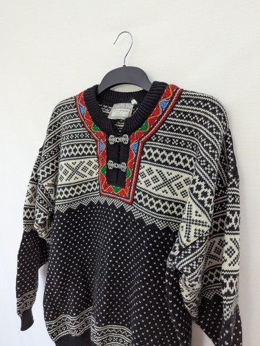 Norlender Jumper Mens Large Fair Isle Wool Nordic Sweater Chunky Knit Clasp L - Picture 2 of 10