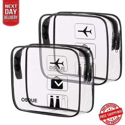 OSDUE 2 Pack Toiletry Bag Transparent, Airplane PVC Cosmetic Bag Waterproof