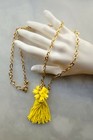 J. CREW LONG STATEMENT NECKLACE GOLD CHAIN SEED BEAD GLASS TASSEL FLOWER CLUSTER — photo 4