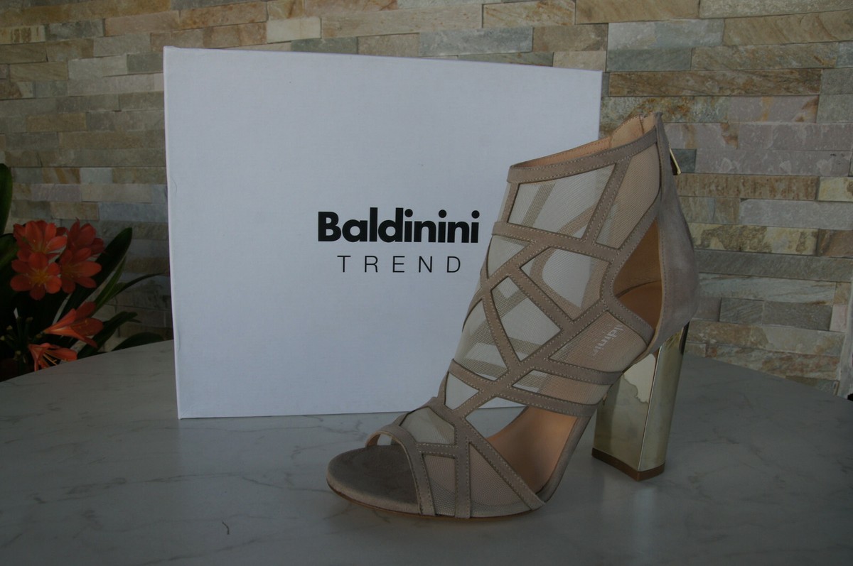 Baldinini Trend 39 Sandaletten Heels Sandals Shoes Beige New Formerly Rrp