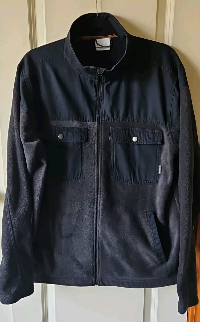 Columbia Steens Mountain Novelty Fleece Blue/Grey Full-Zip Men's Size Large