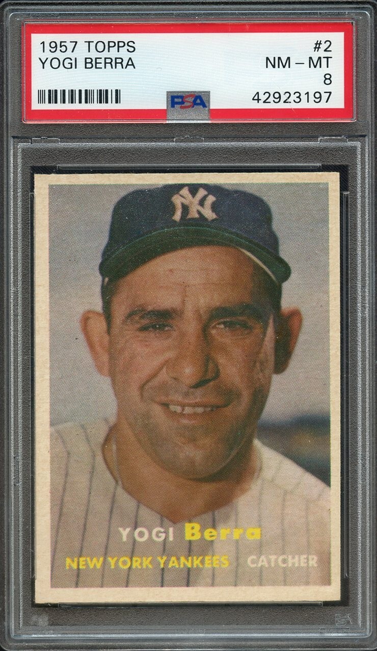 1957 Topps #2 Yogi Berra New York Yankees HOF PSA 8 NM-MT Only 25 Graded Higher