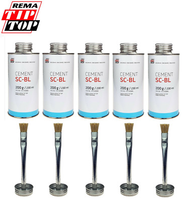 5 x REMA TIP TOP spezieller vulkanisierender Zement blau SC-BL - 200g Dose mit Bürste