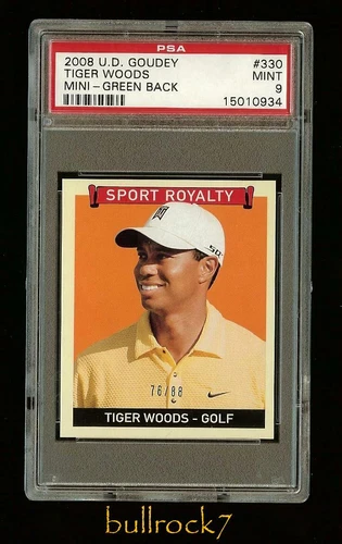 TIGER WOODS 2008 Goudey #330 Mini Green Back Serial #76/88 PSA 9 Mint! 2164