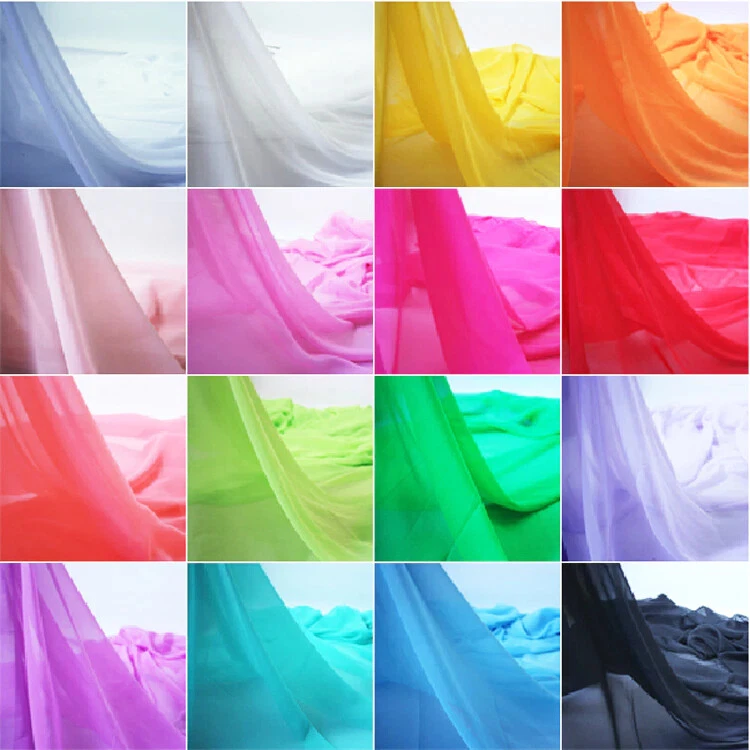 TEXTILE STATION Transparenter Poly Krepp Chiffon Stoff halbtransparent Drapierung Kleid Handarbeit Material 44"