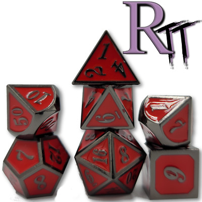 7pcs/Set Red Black Metal Polyhedral DND Dice RPG MTG Role Playing Game D20 D12