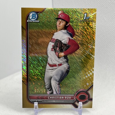 Christian Roa /50 2022 1st  Bowman Chrome GOLD Shimmer #BCP-130 Reds