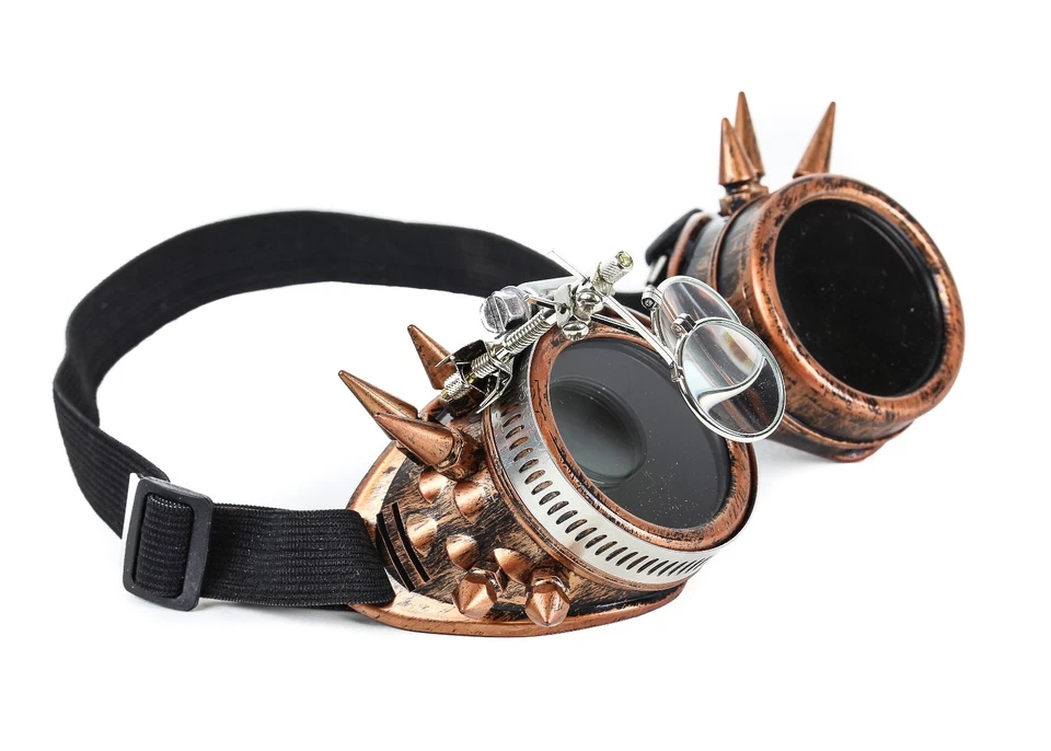 Gafas Steampunk Victorianas Spike Soldadura Cobre 2X Lente Tijeras Juegos con disfraces Foto 2 de 2