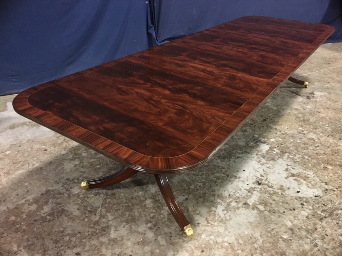 Leighton Hall Traditional Mahogany Double Pedestal Dining Table 12 ft