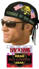 Hav-A-Hank USA LAND OF THE FREE BECAUSE OF THE BRAVE DO RAG FITTED Tied BANDANA