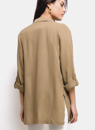JÖWELL Linen Blend Open Front Blazer / Cardigan, Pockets, Adjustable Sleeves, M - Picture 13 of 13