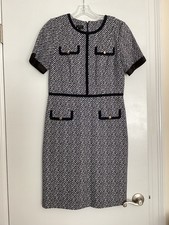 TALBOTS WOMEN DRESS SIZE 4 WHITE/BLACK BACK ZIPPER SOFT WORN ONCE