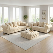 1,2,3 Seater Sofa Chester Style Armchair 3+2 Set Couches Settee Longue Loveseats