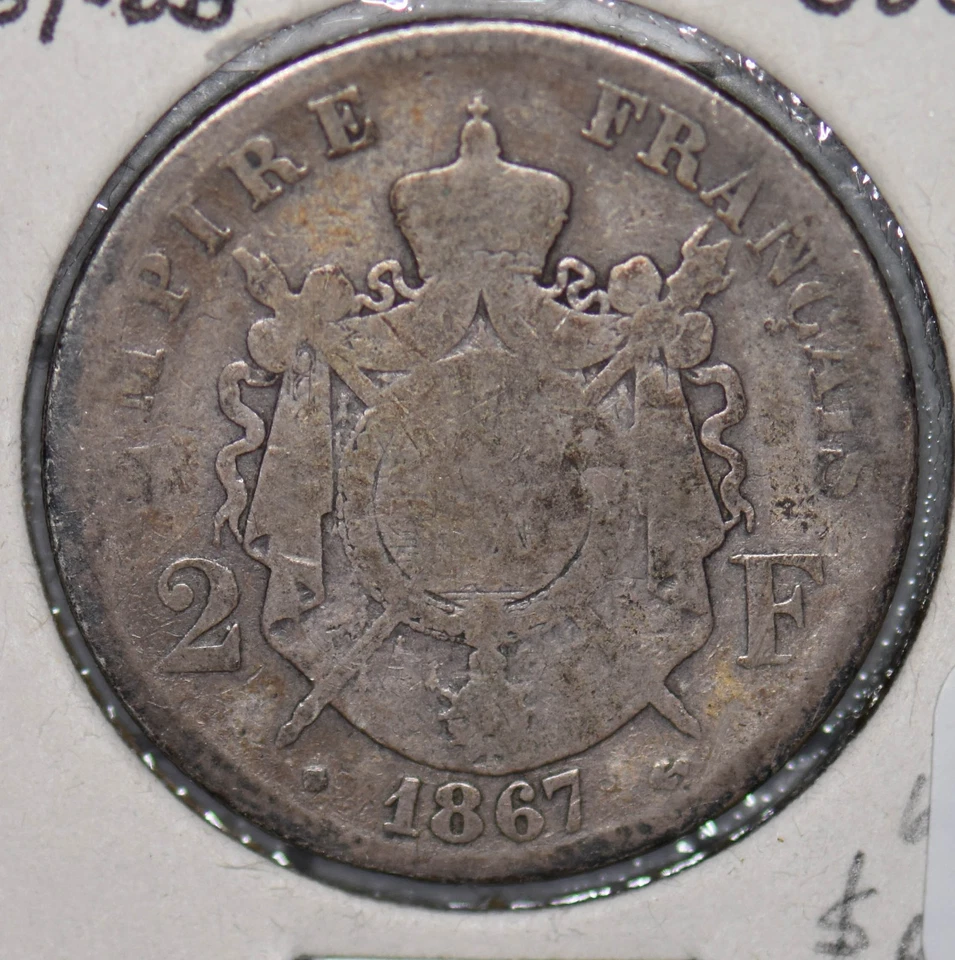 France 1867 BB 2 Francs silver  290033 combine shipping - Image 2 of 2