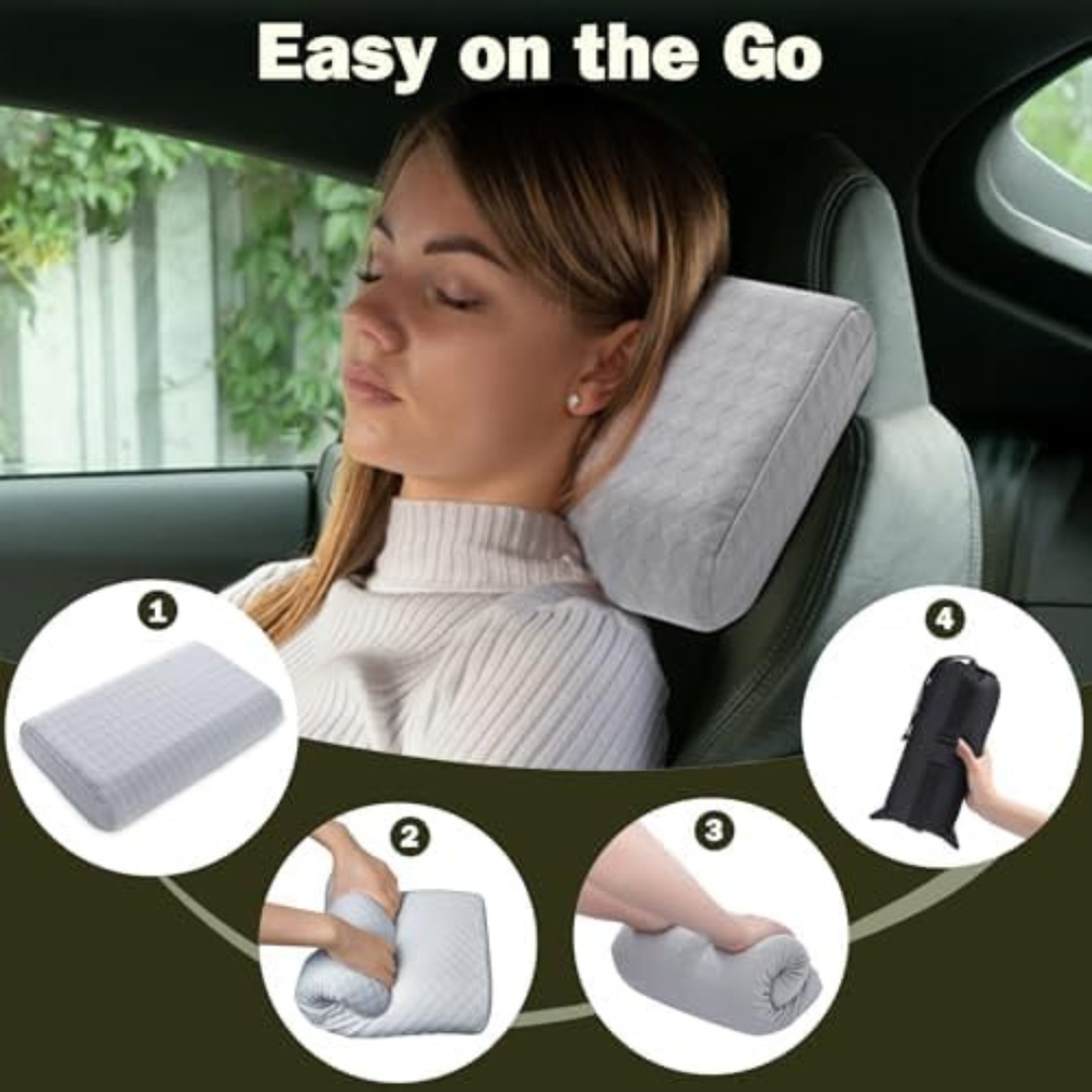 Travel Pillow, Memory Foam Pillow Compressible Camping Pillow with Washable C