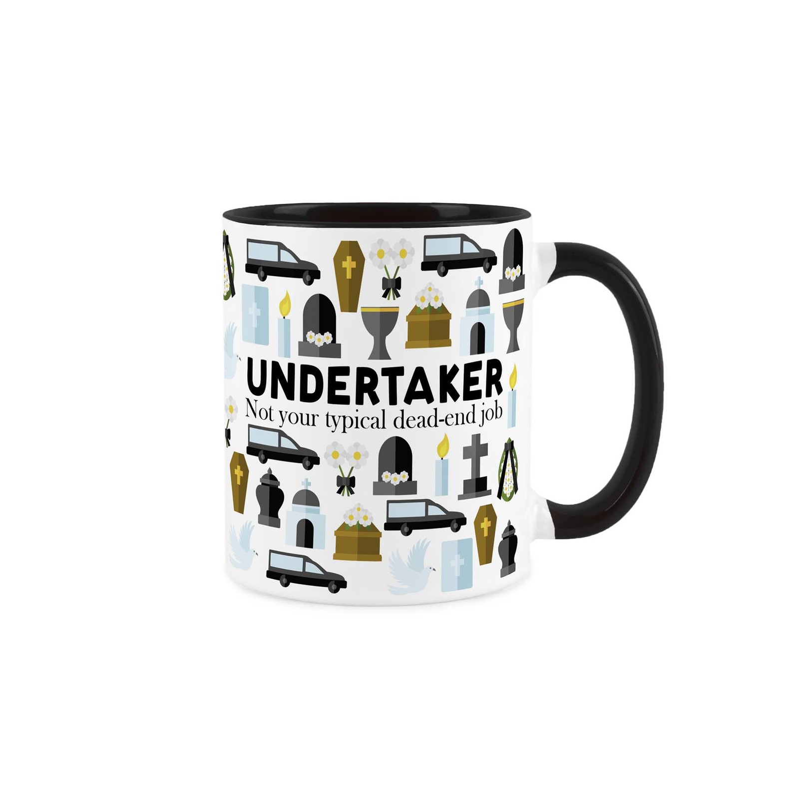 Undertaker Mug - Dark Humour Trades Novelty Gift - Tea/Coffee Black Ceramic Cup