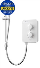 Gainsborough Slim Mono 8.5kW Electric Shower White 1 Spray Head Handset Bathroom