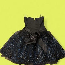 Jessica McClintock Gunne Sax Vintage black sequin dress with bow detail Size 1