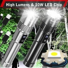 2Pack LED Flashlight Rechargeable Aluminum Flashlights Digital Display
