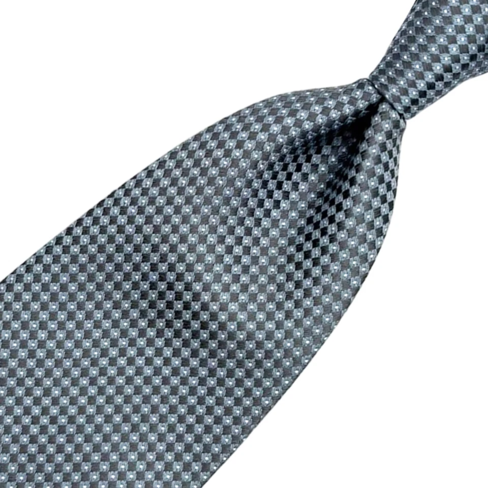 Corbata francesa de seda Cerruti 1881 azul - 2 tonos azul con patrón de micro cuadros Foto 4 de 4