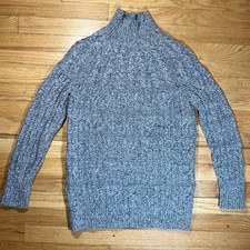 Vintage LL Bean Cable Knit Fisherman Sweater Turtleneck Lambswool Sz M Women  s