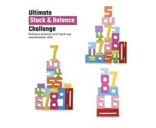 Wooden Number Building Blocks - 20Pcs Stacking for 3+ Years Old Kids, Digital...