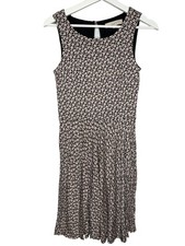 Loft Dress Womens XS Sleeveless Sundress Black Tan Floral Casual Work Stretch