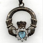 925 Sterling Silver 18" CZ Claddagh Necklace w/ 1.75" Mixed Metals Extender 4.3g — photo 3