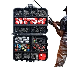 264Pcs Fishing Accessories Kit set w/ Portable Tackle Box Pliers Jig Hooks Gift