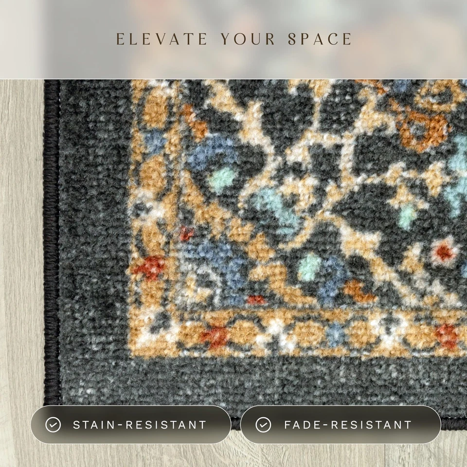 Alfombra Ruby Oriental Runner - Hecha en EE. UU. - Alfombra interior lavable, antideslizante para... Foto 4 de 4