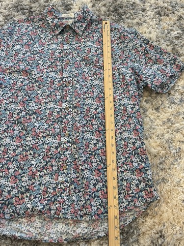 Faherty Shirt The Breeze Mens XL Pink Blue Floral Shirt Button Up VacationTravel - Picture 6 of 7