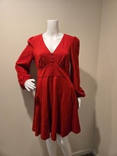 Boden V-Neck Tea Dress Red 6