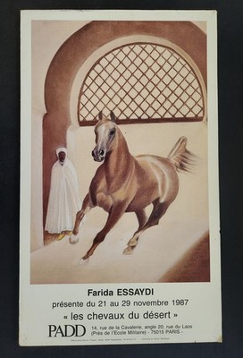 1987 vintage Farida ESSAYDI POSTER paris french on foam board ART EXHIBIT horse