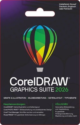CorelDRAW Graphics Suite 2026 inkl KI Dauerlizenz Win10/11Mac Card per DHL