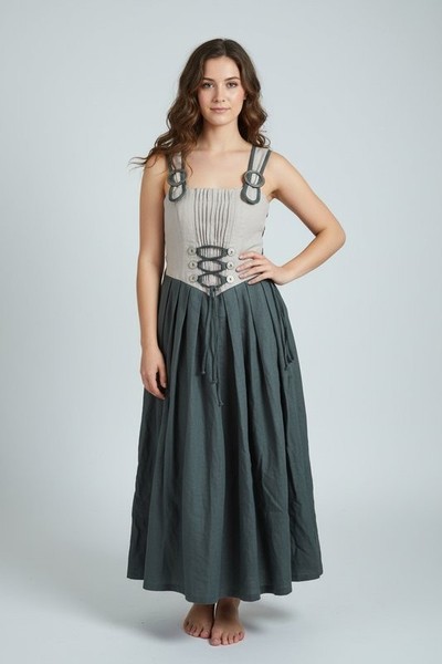 Women Landhaus Dress Khaki Linen 48