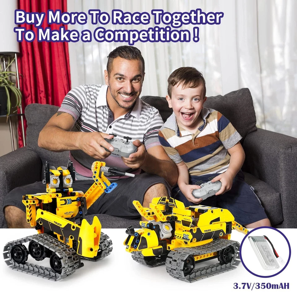 Remote Control Building Toy Set - 5 Models Including Bulldozer and Triceratops - Image 4 of 4