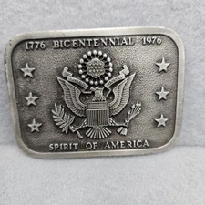 Vintage 1776 1976 Bicentennial Spirt Of America Silver Buckle Eagles Crest 