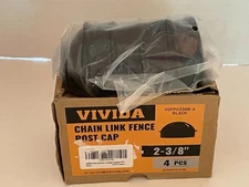 4 Pcs VIVIDA Chain Link Fence Post Caps 2-3/8" Black Powder Coated