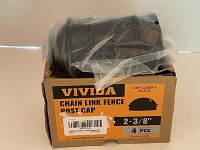 4 Pcs VIVIDA Chain Link Fence Post Caps 2-3/8'' Black Powder Coated
