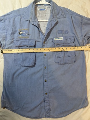 Hook & Tackle Long Sleeve Blue Sz M Men’s Button Up Sanibel Harbour Marina - Picture 9 of 10