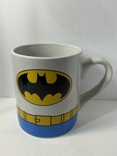 DC Comics Retro Design Original Batman 14 Oz Ceramic Gray Blue Yellow Coffee Mug