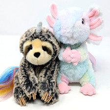 Douglas Sloth Unicorn w/ Rainbow Tail 645  Gillie Tie Dye Axolotl 4752  CLEAN 