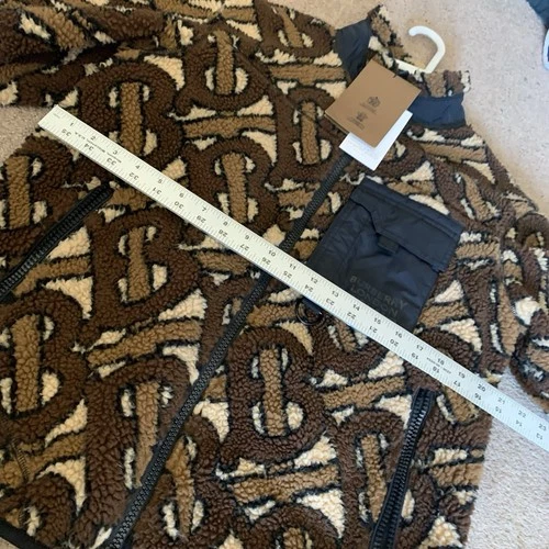 Burberry Brown TB Monogram Fleece Jacquard Jacket Size 48 image 3